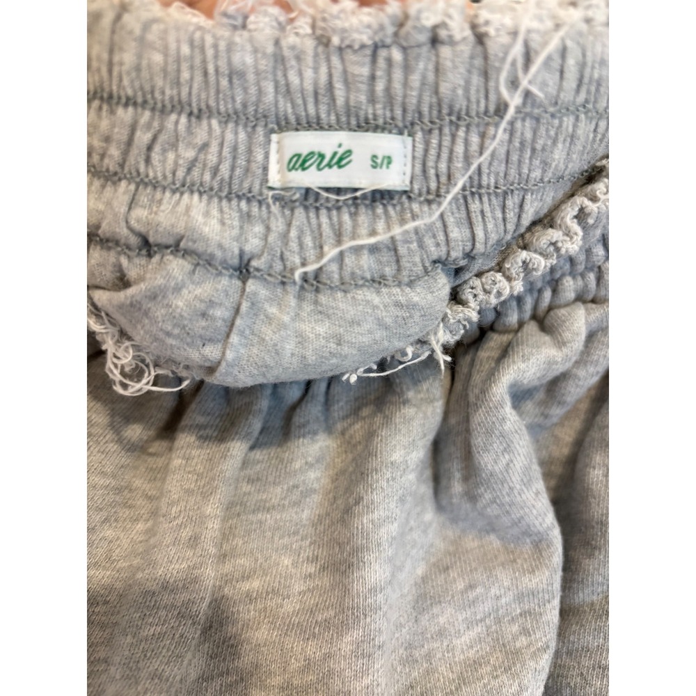 Aerie Ruffle Tiered Mini Skirt Gray Elastic Waist Athleisure Casual Womens Small - Picture 3 of 5